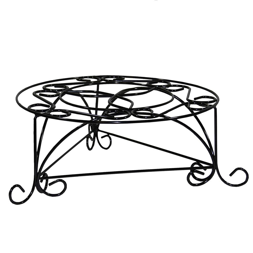 Swirl Mosaic Iron Frame Plant Stand, Glossy Black