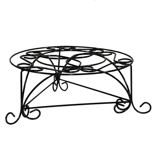 Swirl Mosaic Iron Frame Plant Stand, Glossy Black