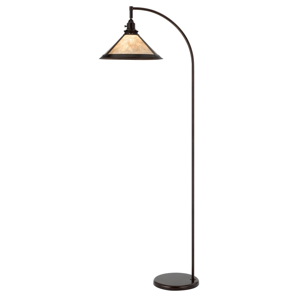 Cyan 65 Inch Adjustable Metal Arc Floor Lamp, White Mica Shade, Dark Bronze