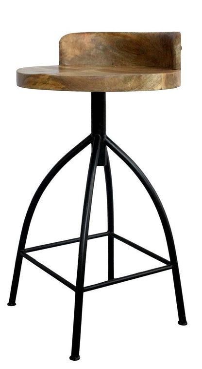 Pia 25-31 Inch Industrial Style Counter Height Stool with Adjustable Swivel Seat, Brown, Black - View 4