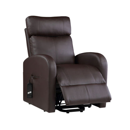 Power Lift Recliner Chair with Faux Leather and Wired Controller, Brown - View 4