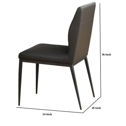 Chair with Faux Leather and Sleek Metal Legs, Gray - View 6
