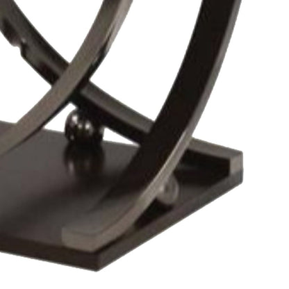 Wood and Metal End Table with Sweeping Legs, Dark Walnut Brown and Black - View 4
