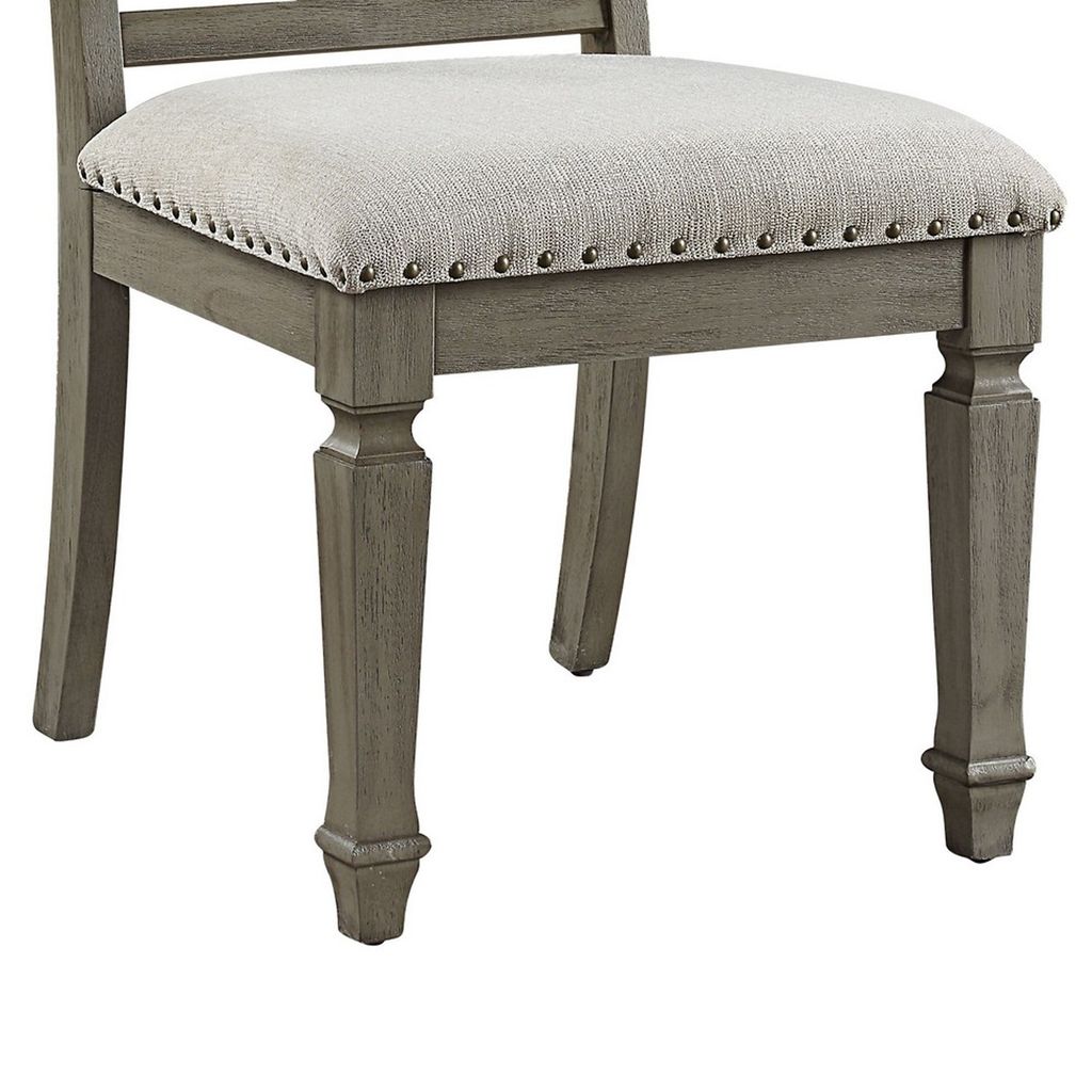 Side Chair with Fabric Seat and Fiddle Back, Set of 2, Brown - View 5