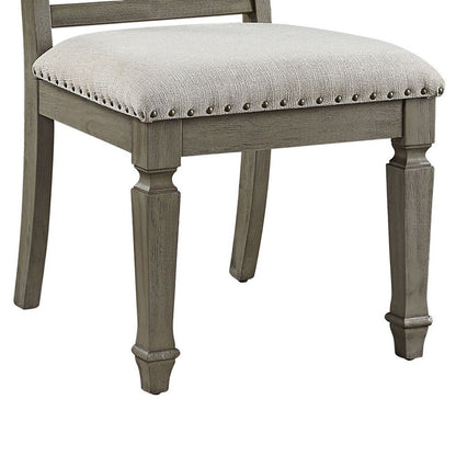 Side Chair with Fabric Seat and Fiddle Back, Set of 2, Brown - View 5