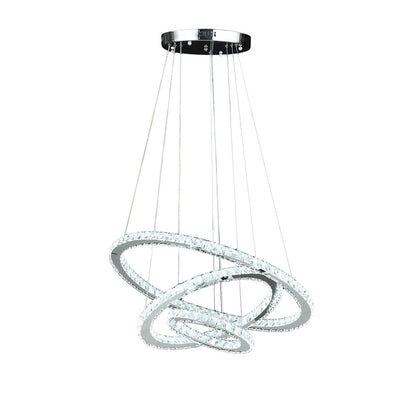 12-47 Inch Adjustable Chandelier, Offset Circle Design Silver Chrome Finish - View 2
