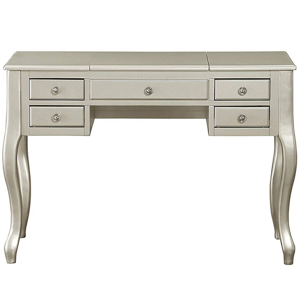Cherub Vanity Set Featuring Stool And Mirror Silver - View 3