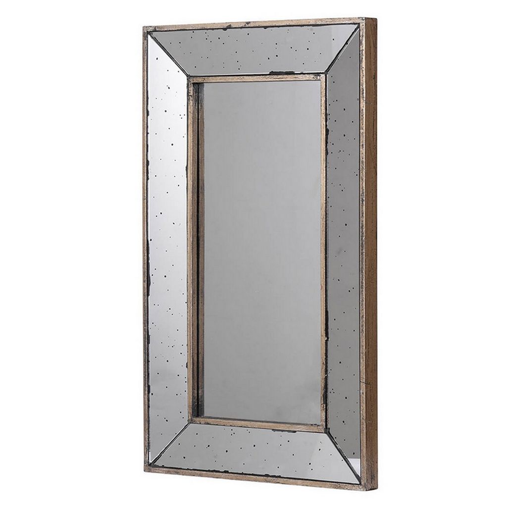 Filo 24 Inch Wall Mirror, Raised Tray Edges, Mirrored Rectangular Frame - View 2