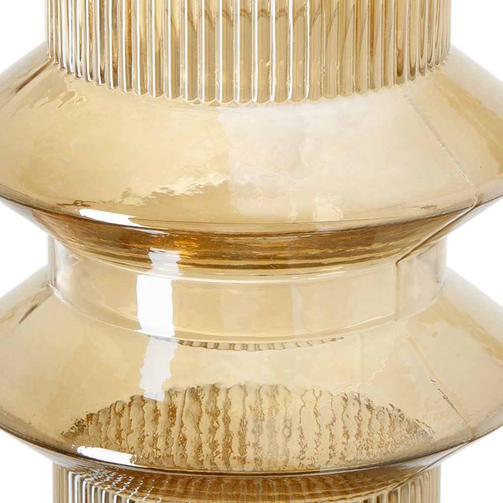 Rae Set of 2 Glass Vases, Tall Round Cylinders, Amber Yellow, Clear Finish - View 2