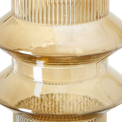 Rae Set of 2 Glass Vases, Tall Round Cylinders, Amber Yellow, Clear Finish - View 2