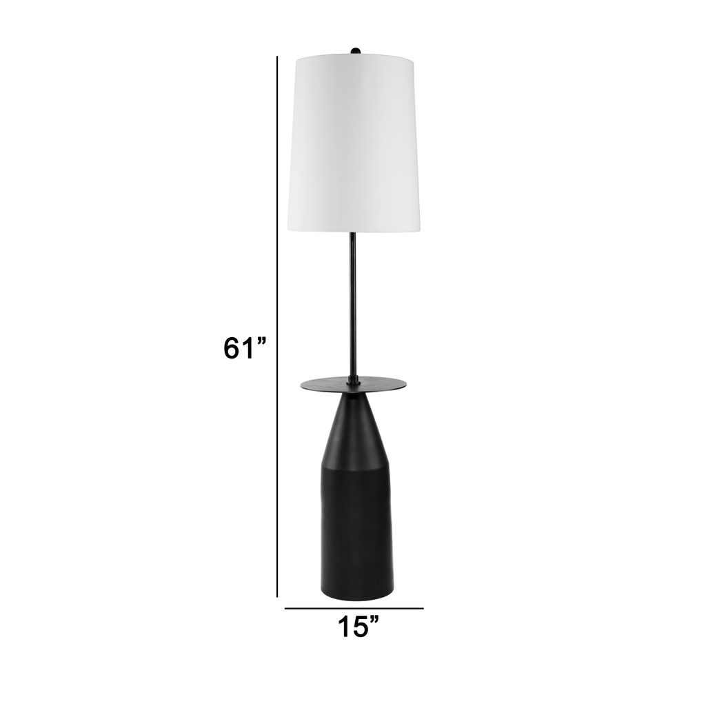 61 Inch Modern Floor Lamp, Round Drum Shade, Aluminum Frame, White, Black - View 5