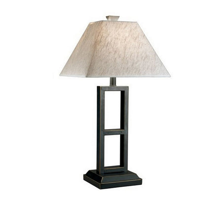 Geometric Metal Body Table Lamp with Fabric Shade, Set of 2,Black and White - View 2