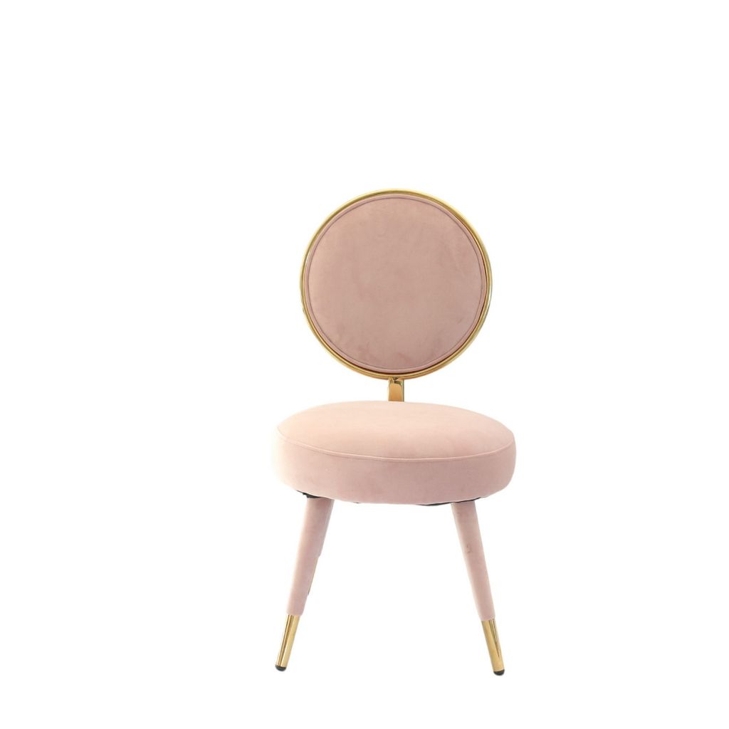 Cid 21 Inch Modern Glam Accent Chair, Round Backrest, Set of 2, Pink Velvet - View 2