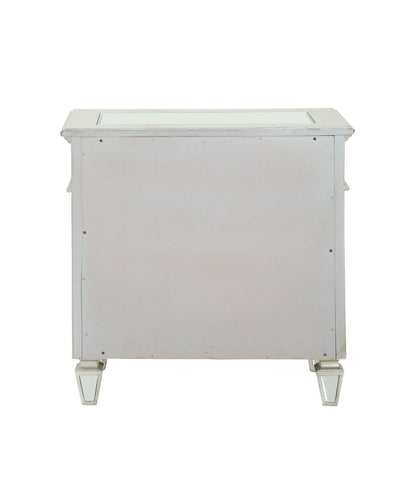Mirror Accented Wooden Nightstand with 3 Storage Drawers, Silver - View 4
