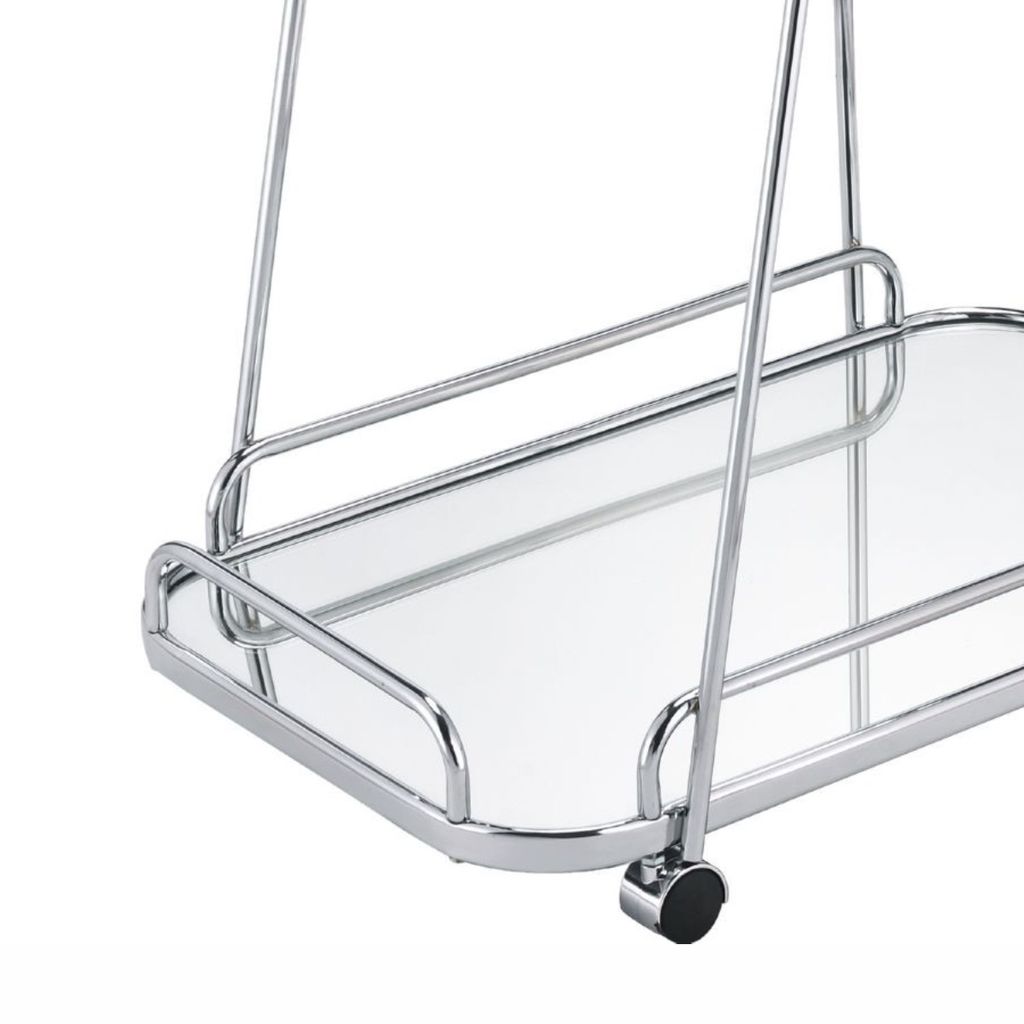Clear Glass 2-Tier Serving Cart With Chrome Finish - View 5
