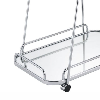 Clear Glass 2-Tier Serving Cart With Chrome Finish - View 5