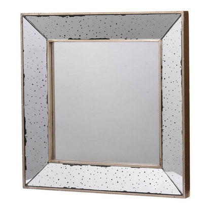 Filo 18 Inch Square Wall Accent Mirror, Raised Tray Edges, Mirrored Frame - View 2
