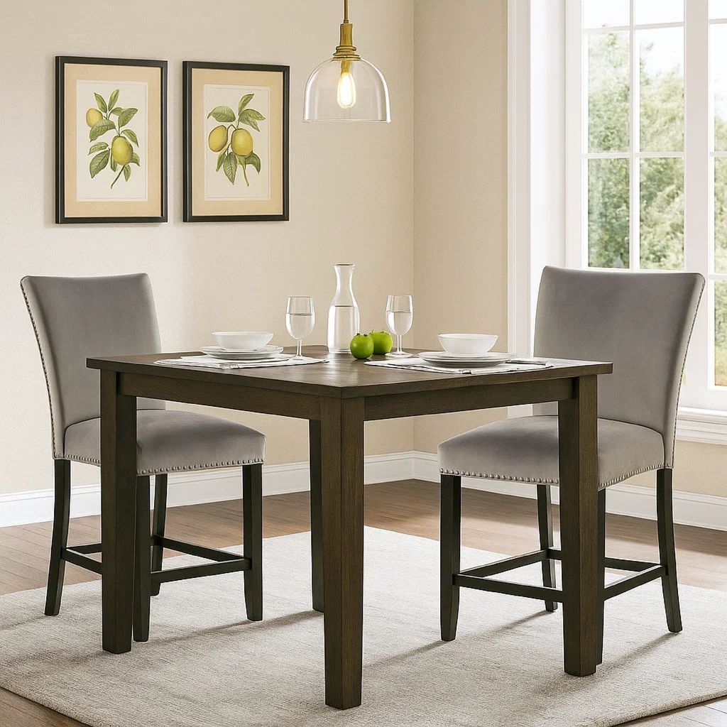 Counter Height Side Chair with Padded Seating, Set of 2, Gray - View 7