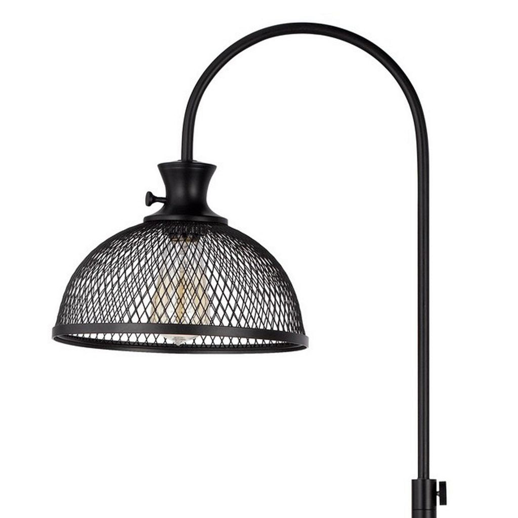 61 Inch Modern Floor Lamp, Hanging Mesh Shade, Metal Base, Black - View 2