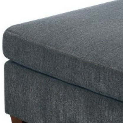 37 Inches Fabric Upholstered Wooden Ottoman, Gray - View 4