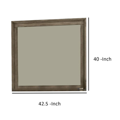 Wall Mirror with Beveled Molded Wooden Frame, Natural Brown - View 6