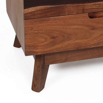 23 Inch Nightstand Side Table, Live Edge Acacia Wood, 3 Drawers, Brown - View 4