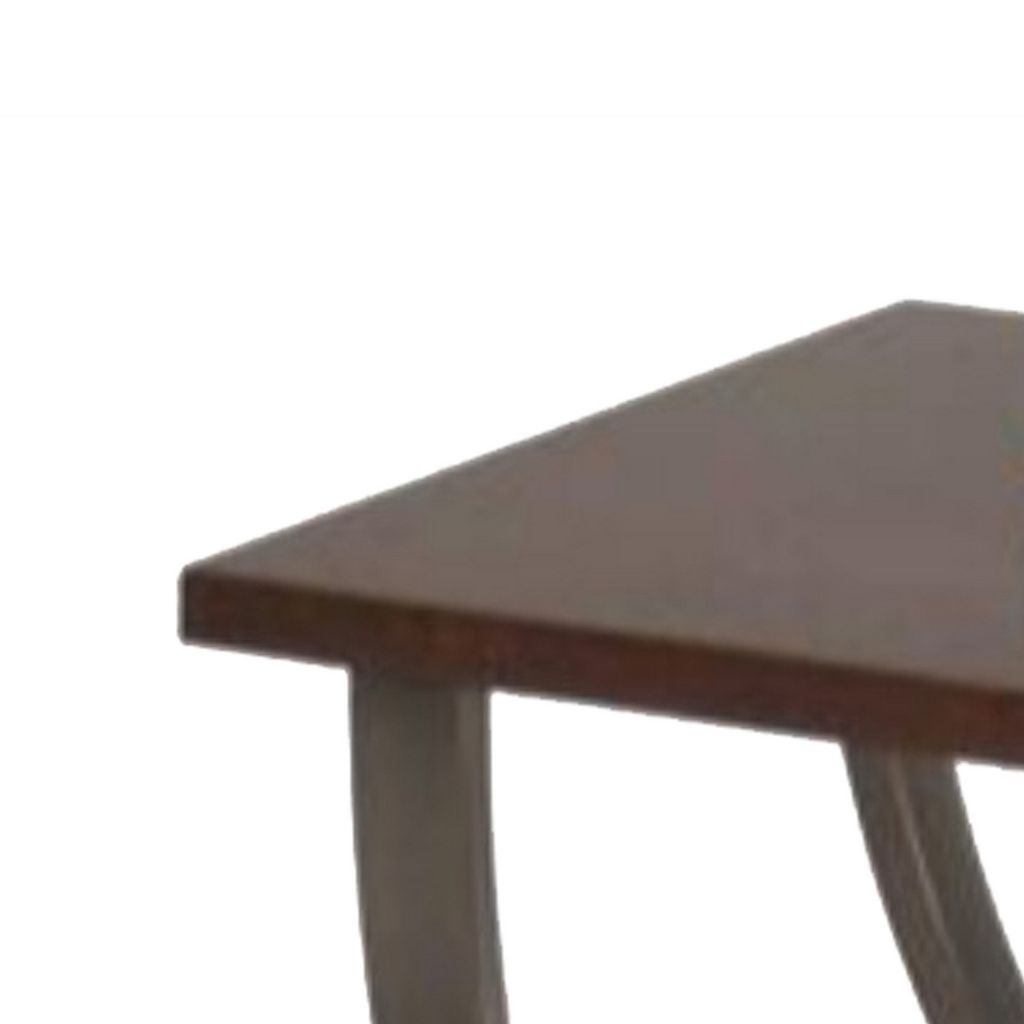 Wood and Metal End Table with Sweeping Legs, Dark Walnut Brown and Black - View 2