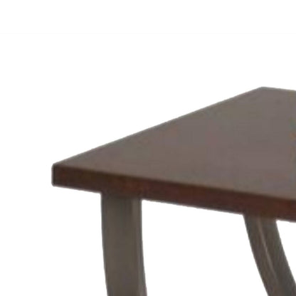 Wood and Metal End Table with Sweeping Legs, Dark Walnut Brown and Black - View 2