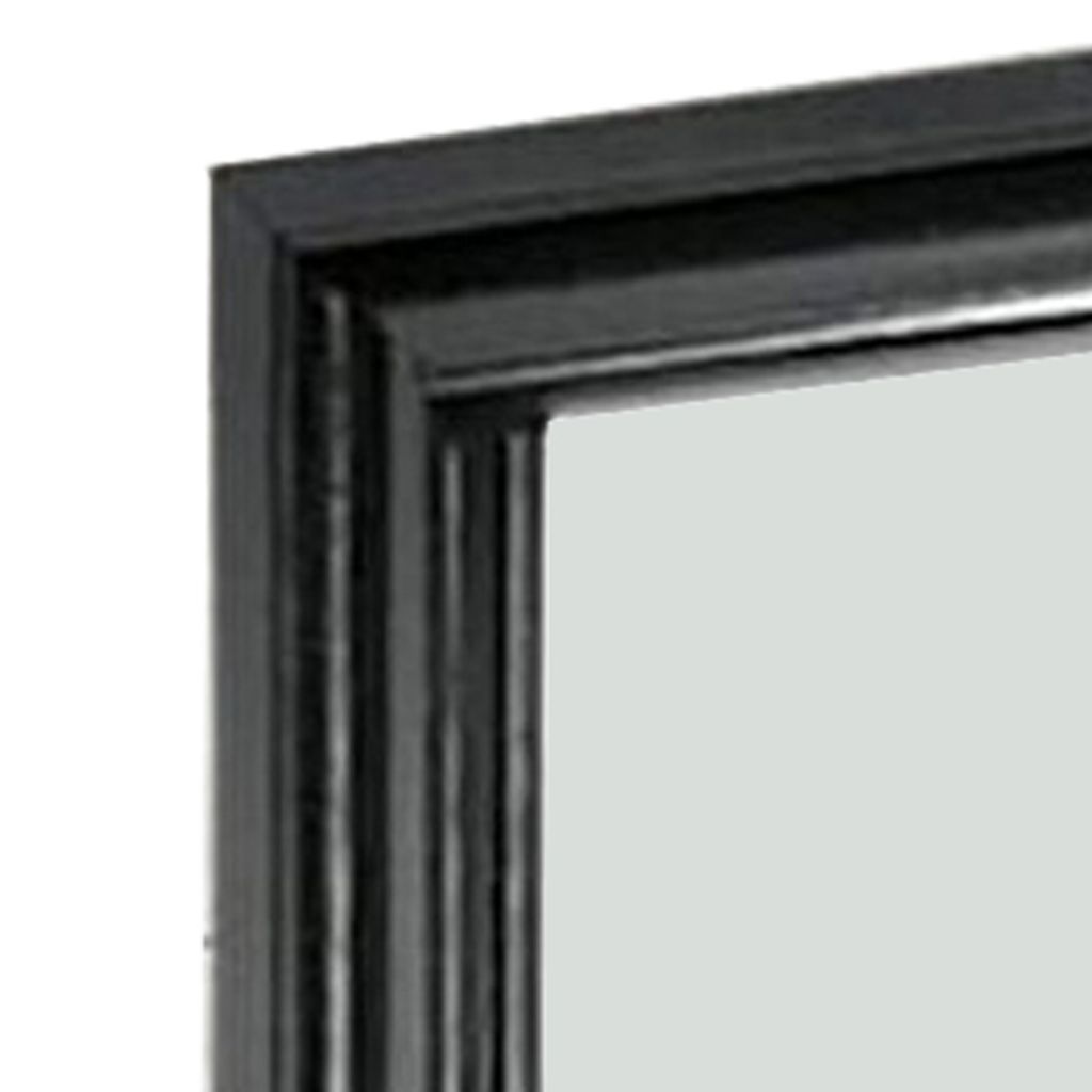 Mirror with Wooden Frame and Molded Detail, Black - View 5