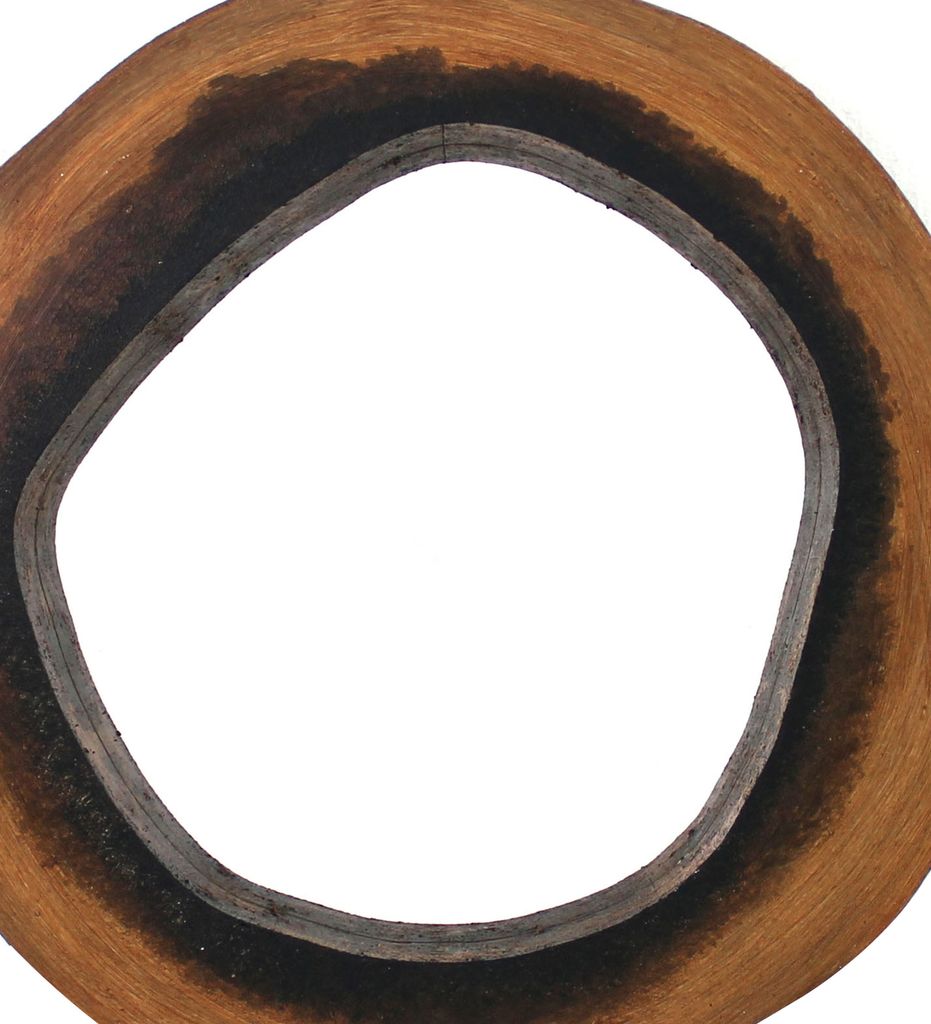 Wooden Wall Mirror Set of 2 with Grotto Circular Shape, Brown - View 3