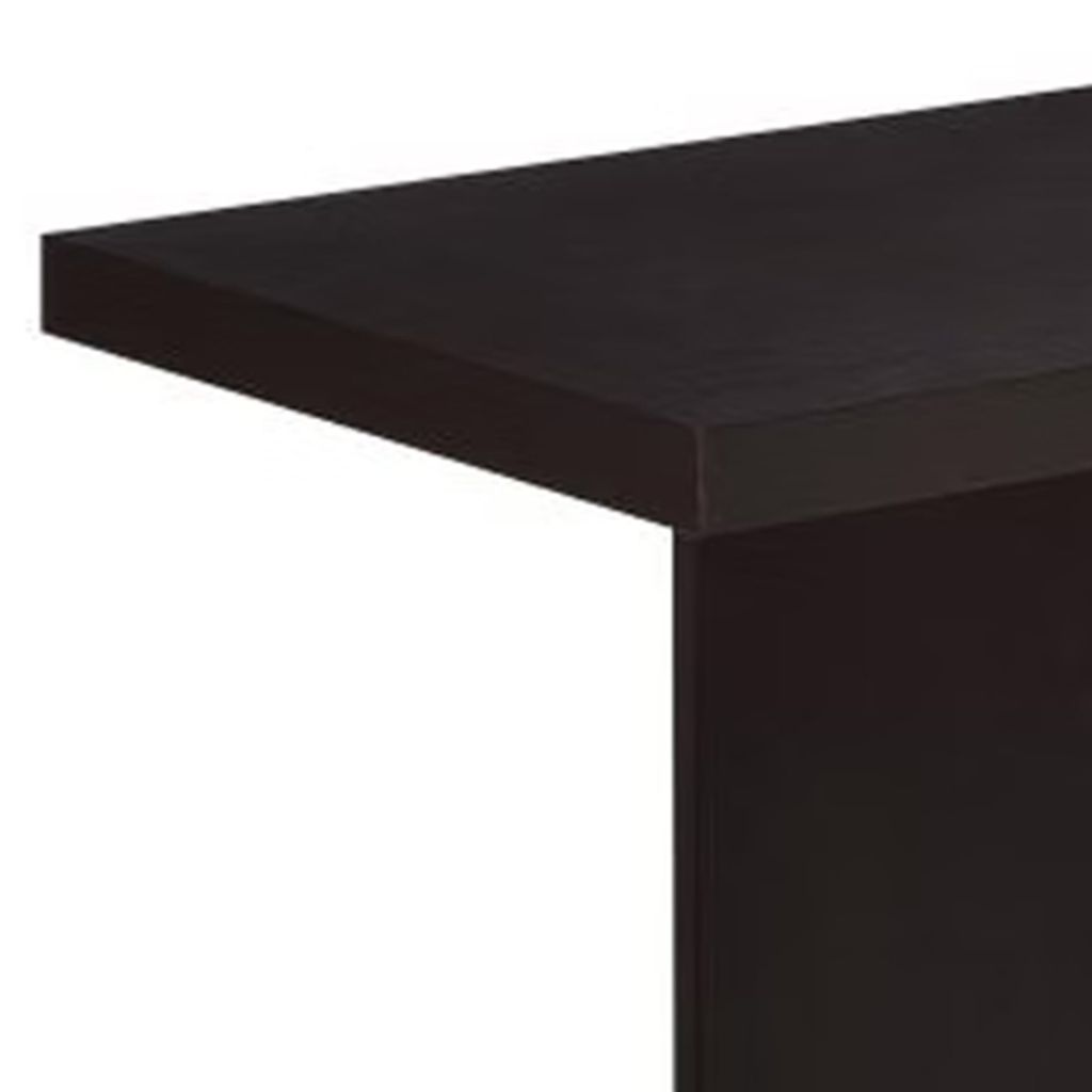 Contemporary Sofa Table With Pedestal Base, Cappuccino Brown - View 3