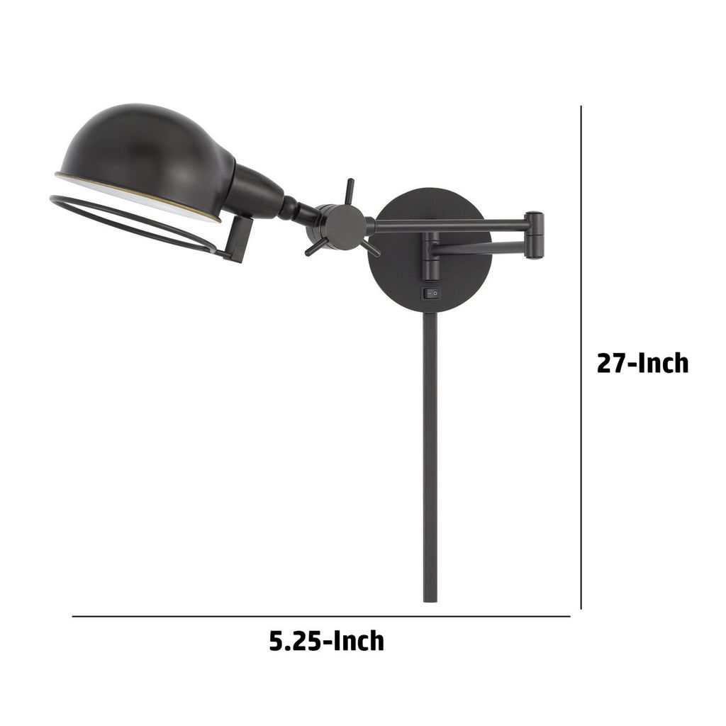 Kash 27 Inch Vintage Wall Lamp, Swing Arm, Adjustable Metal Shade, Bronze - View 5