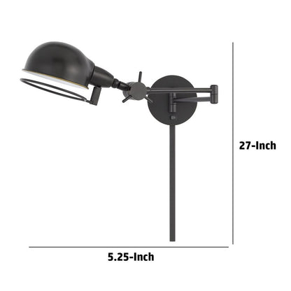 Kash 27 Inch Vintage Wall Lamp, Swing Arm, Adjustable Metal Shade, Bronze - View 5