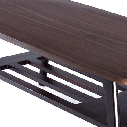Gala 47 Inch Modern Wood Coffee Table with Bottom Shelf, Espresso Brown - View 3