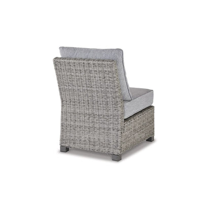 24 Inch Outdoor Accent Chair, Gray Cushions and All Weather Resin Wicker - View 4