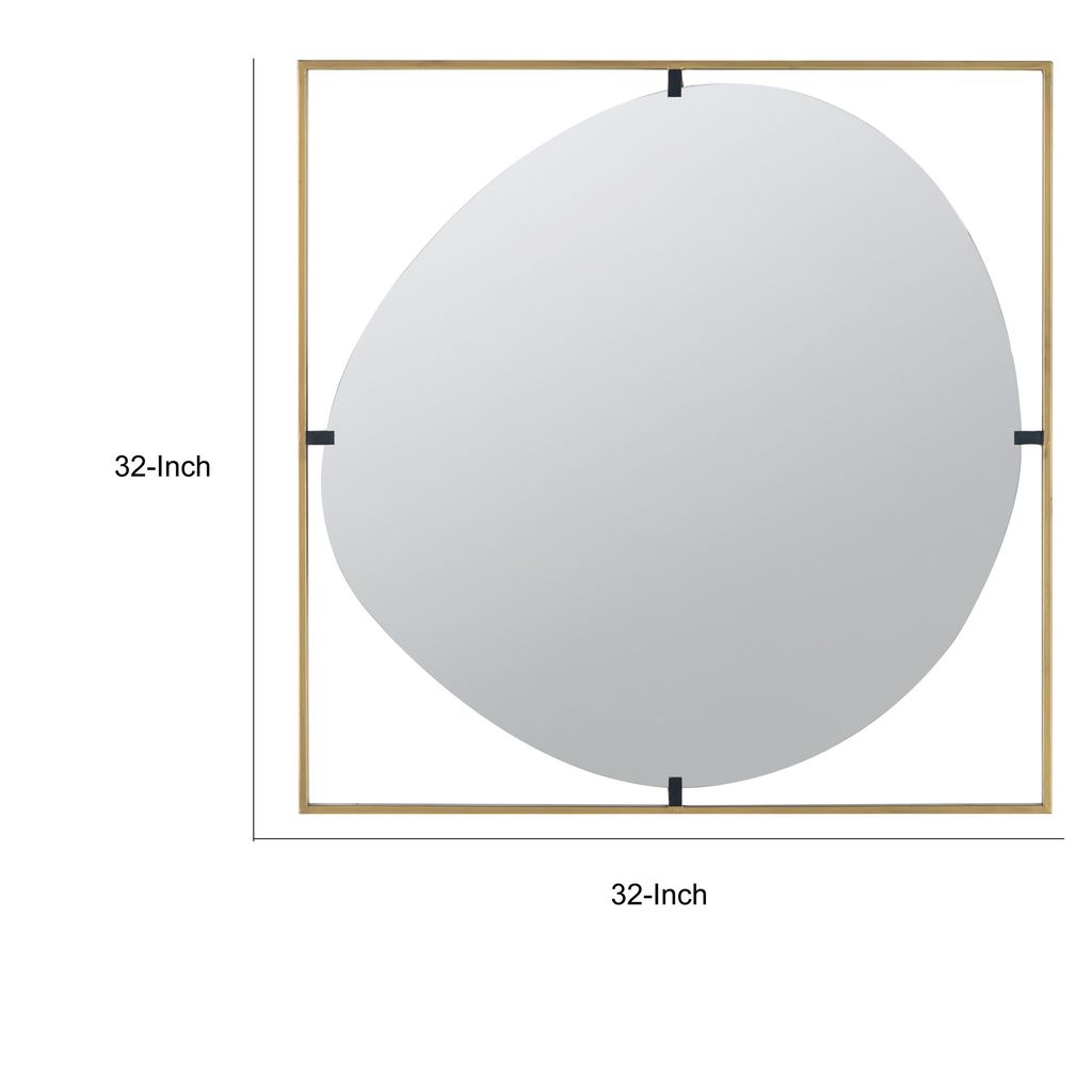 Ani 32 Inch Mirror, Artistic Oval Cut Out Design, Gold Finish Metal Frame - View 5