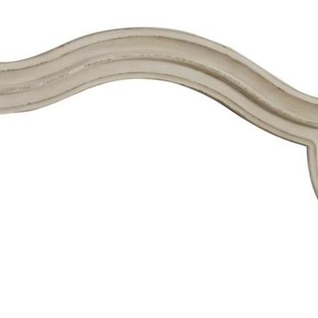 Scalloped Top Wood Encased Mirror with Molded Details, Antique White - View 3