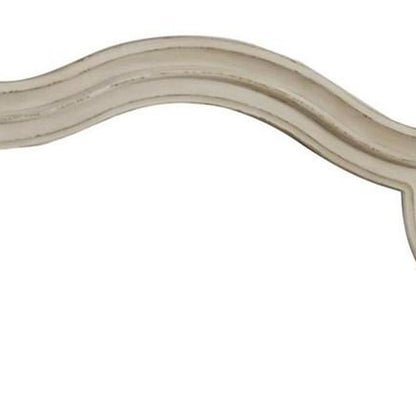 Scalloped Top Wood Encased Mirror with Molded Details, Antique White - View 3