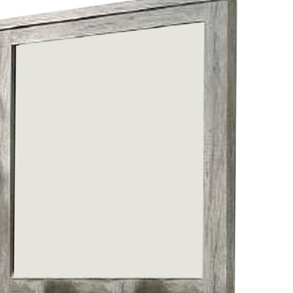 Wall Mirror with Rectangular Frame and Molded Details, Gray - View 3