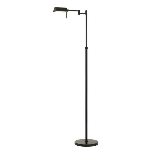 10W LED Adjustable Metal Floor Lamp with Swing Arm, Black