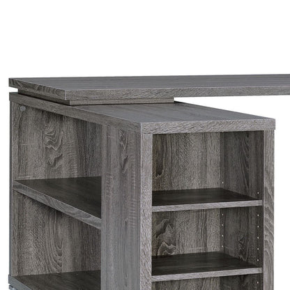 Modern Style Wooden Office Desk, Gray - View 3