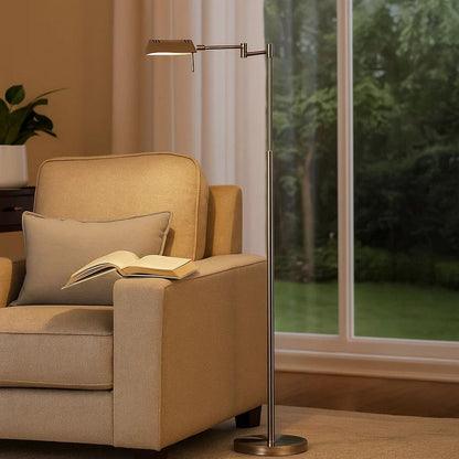 10W LED Adjustable Metal Floor Lamp with Swing Arm, Chrome - View 7