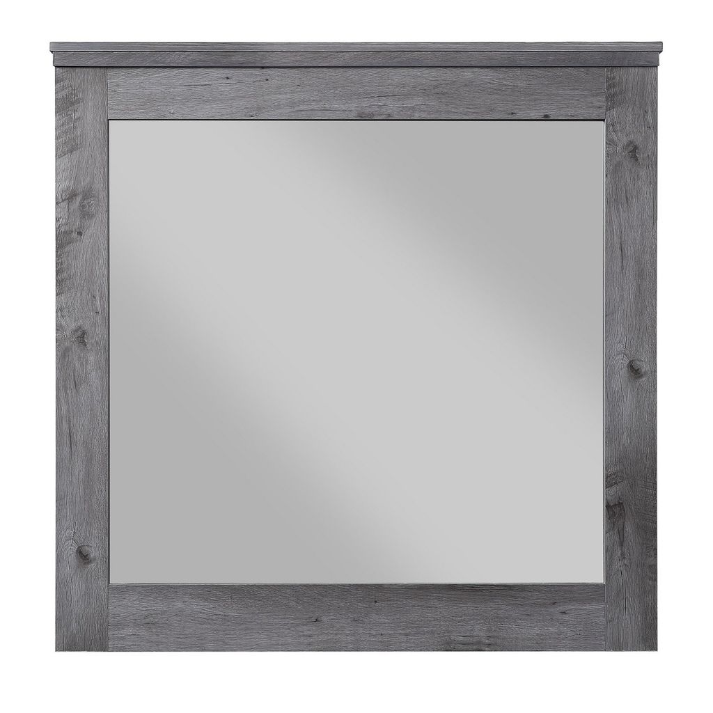 Traditional Wooden Wall Mirror with Rustic Style, Gray