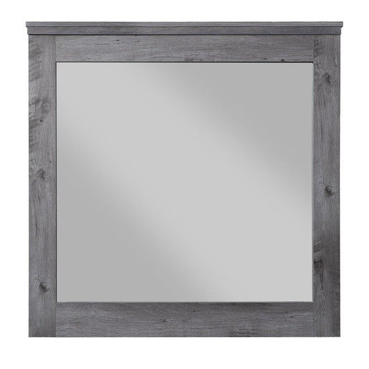 Traditional Wooden Wall Mirror with Rustic Style, Gray