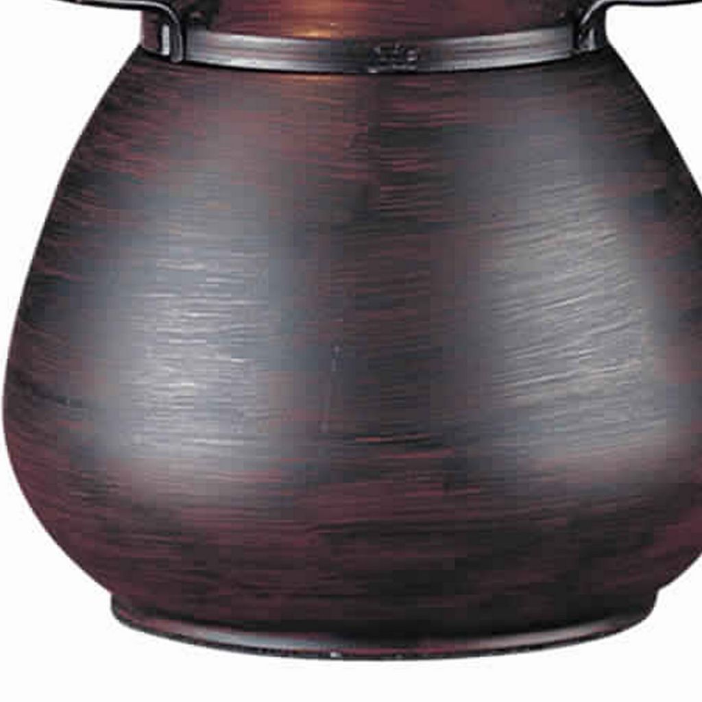 Pot Bellied Metal Body Table Lamp with Conical Mica Shade, Bronze - View 4