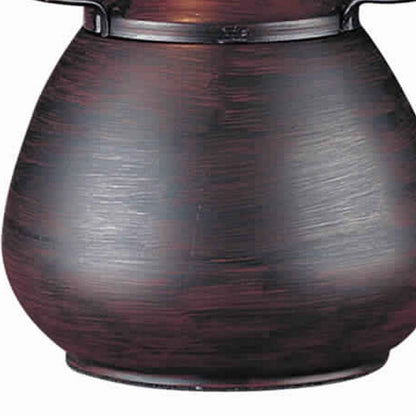 Pot Bellied Metal Body Table Lamp with Conical Mica Shade, Bronze - View 4