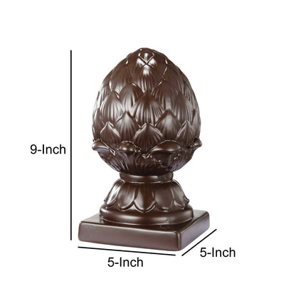 Ceramic Artichoke Bookends on Square Base, Pair of 2, Brown - View 6
