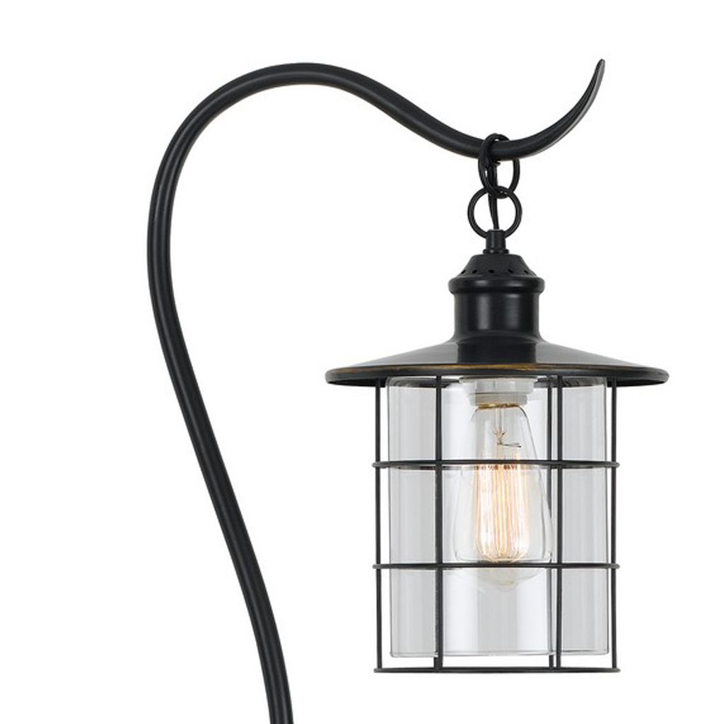 60 Inch Metal Downbridge Design Floor Lamp with Caged Shade, Dark Bronze - View 3