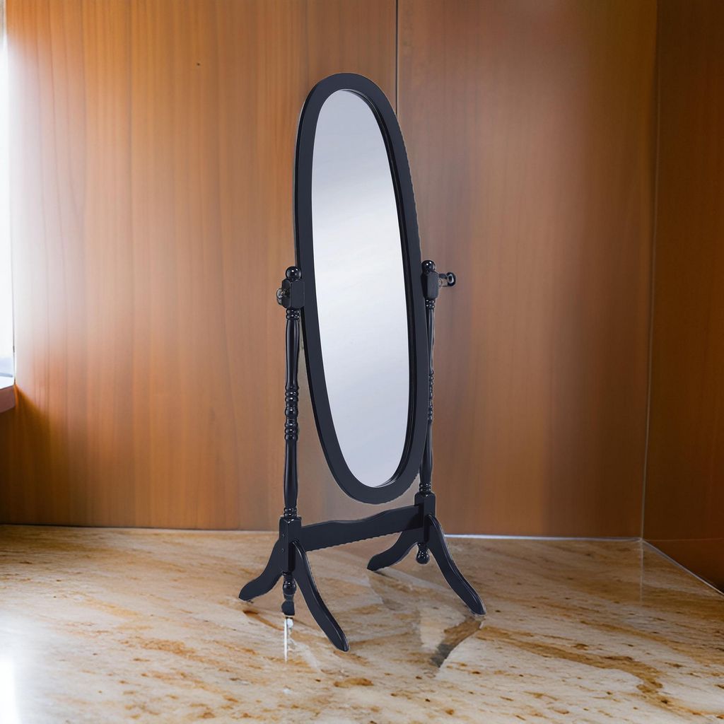 Aesthetically Charmed Oval Shaped Cheval Mirror, Black - View 7