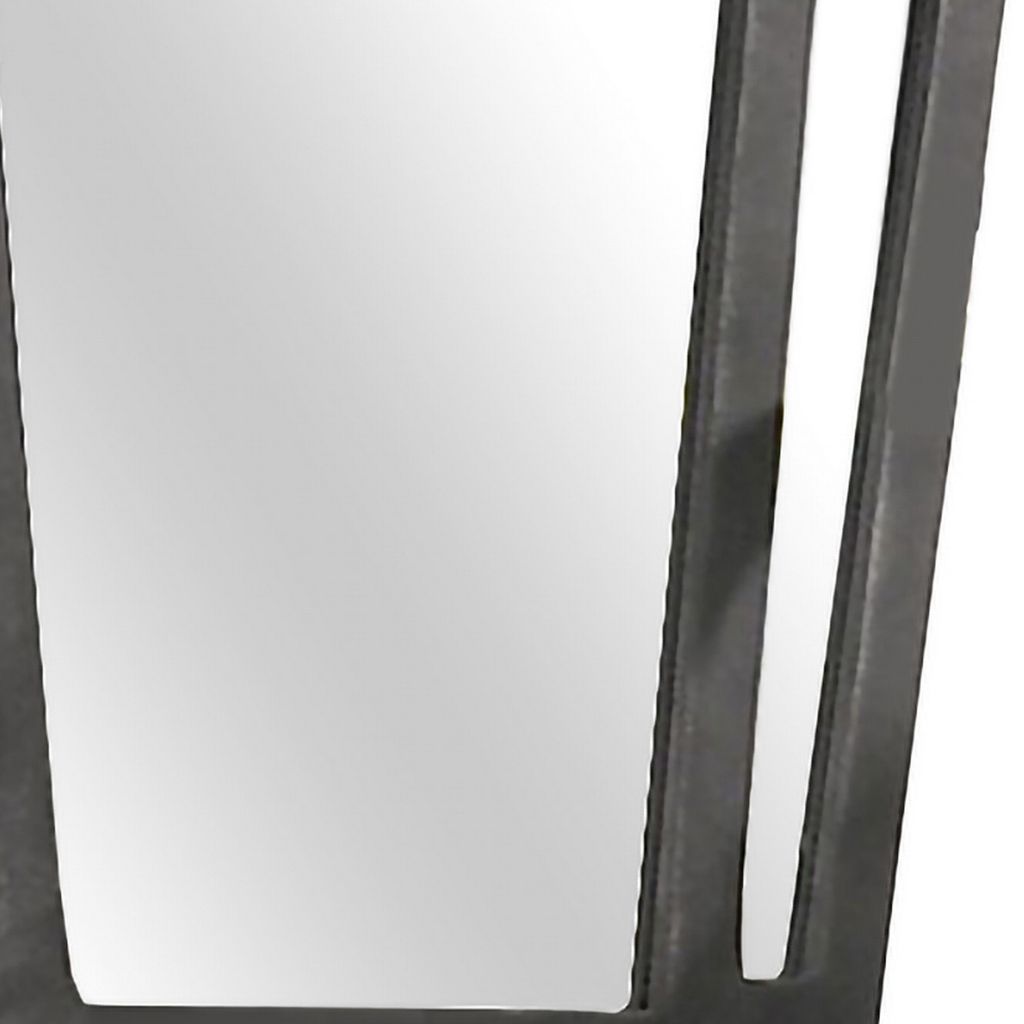 Tapered Fabric Frame Mirror with Mounting Hardware, Dark Gray - View 3